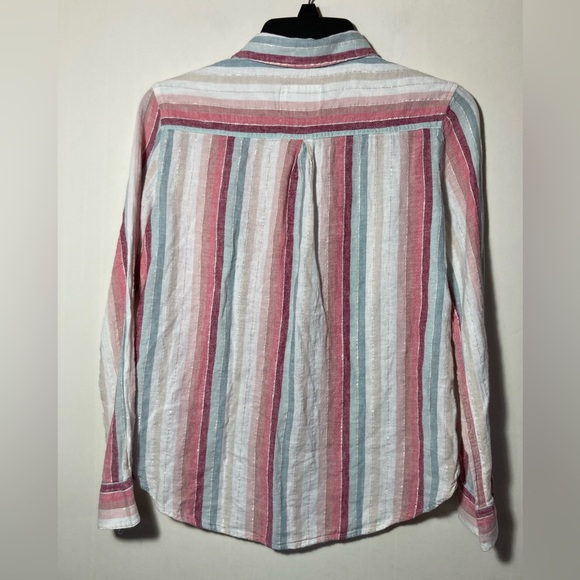 Rails Charli Tropic Stripe Button Down Shirt Metallic Gold Detail Size XSmall - Picture 3 of 16